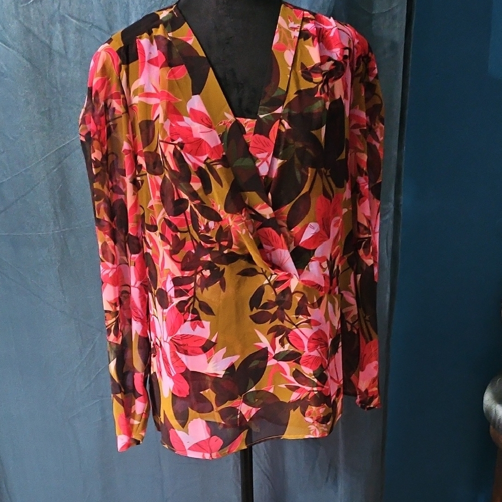 CAbi - Mia Blouse 4251 Floral 2 Piece Shirt Blouse - Large - NWOT